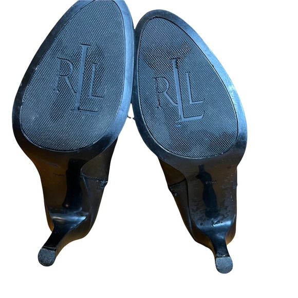 LAUREN Ralph Lauren Bethan style Tall Zip Black Leather Heel Boots, size 9.5 - Picture 8 of 10
